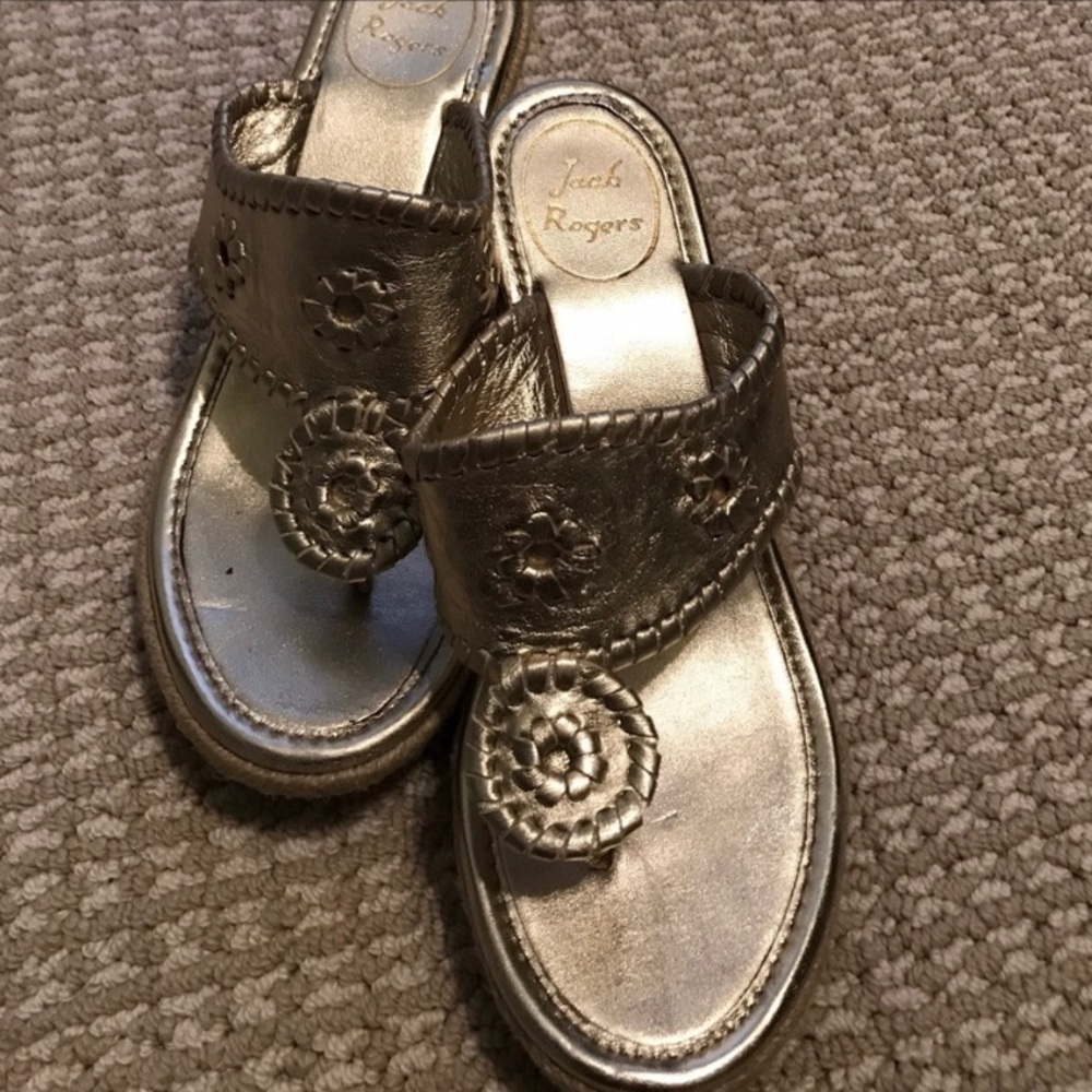 Jack Rogers Platinum Espadrilles Wedge Sandals